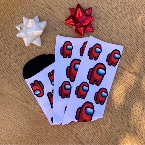 Accessories - Adult red and white Sus socks mew in bag